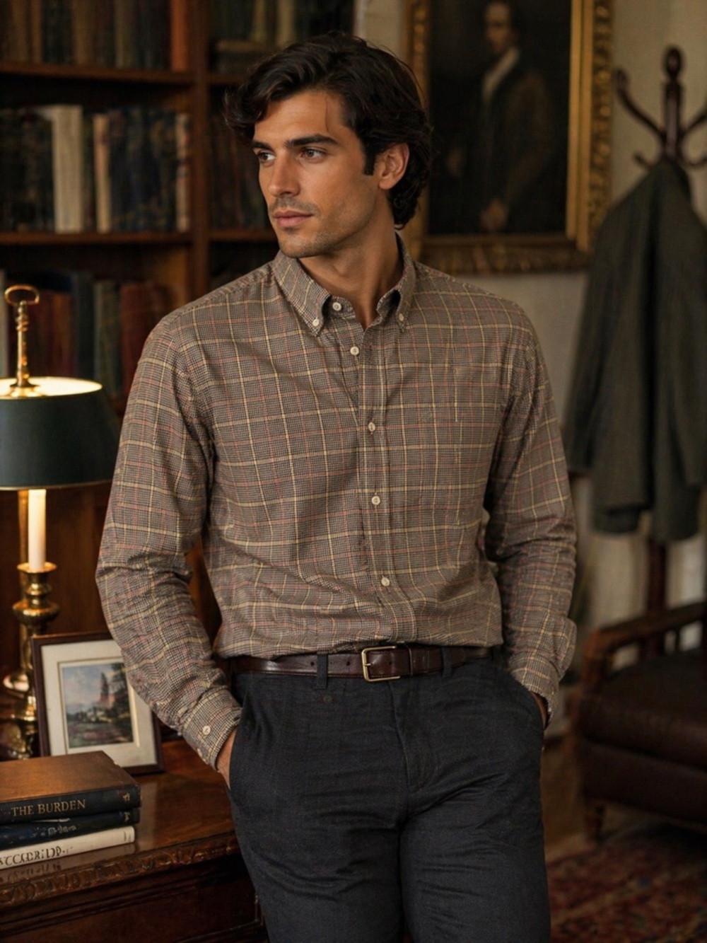 Scotch & Soda Plaid Shirt Men Brown Check Button Down Smart Old Money Casual